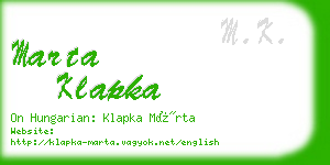 marta klapka business card